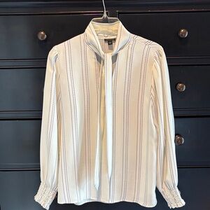 Ann Taylor Cream and Black Striped Blouse